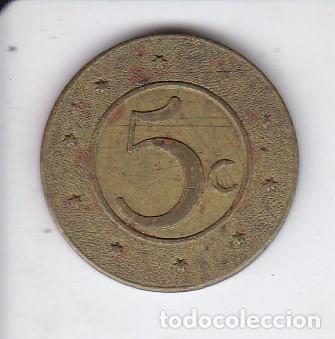 Monedas locales: FICHA DE 5 CENTIMOS DE LA MUTUA POPULAR DE BARCELONA - Foto 1