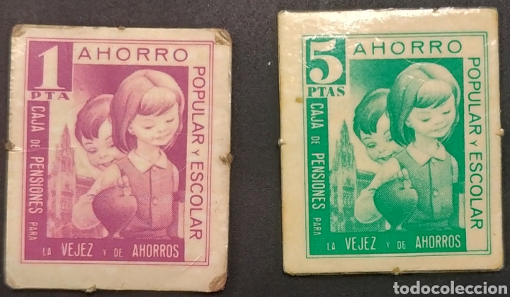 Monedas locales: 2 vales de La Caixa - 1 y 5 pesetas - Foto 1