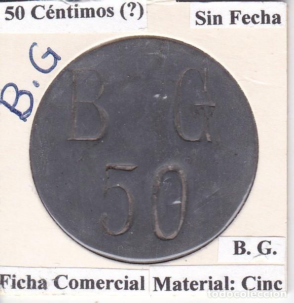 Monedas locales: FICHA CON LAS INICIALES B.G. DE 50 CENTIMOS - Foto 1