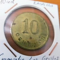 Monedas locales: 10 CENT. COOPERATIVA LOS GRILLOS, BADALONA. Lote 246619575