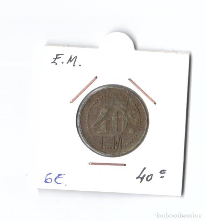 Monedas locales: FICHA MONETARIA LOCAL. E. M. 40 CENTIMOS - Foto 1