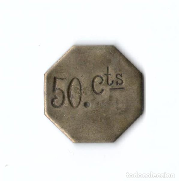 Monedas locales: FICHA MONETARIA. J. M. 50 CENTIMOS - Foto 2