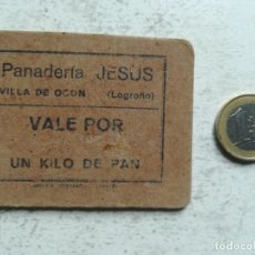 Monedas locales: VALE DE PAN. PANADERÍA JESÚS, VILLA DE OCÓN (LOGROÑO). UN KILO DE PAN. UNIFACE.. Lote 366184086