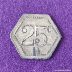 Monedas locales: FICHA MONEDA COOPERATIVA - CASINO SIN DETERMINAR. 25 CTS. METAL BLANCO. ORIGINAL.. Lote 263121295