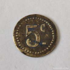 Monedas locales: FICHA MONEDA COOPERATIVA - CASINO SIN DETERMINAR. 5 CTS. LATON. ORIGINAL.. Lote 263121735
