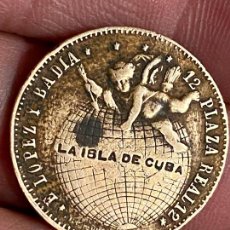 Monedas locales: LA ISLA DE CUBA, LOPEZ Y ABADIA JOYERIA RELOJERIA PLATERIA BARCELONA- MONEDA PUBLICIDAD ALFONSO XII. Lote 276094313