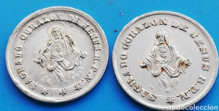 Monedas locales: Ficha Token de Catecismo Parroquial 1 c&eacute;ntimo, (2 variantes) - Foto 1