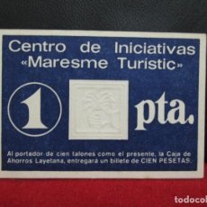 Monedas locales: VALE DE UNA PESETA CENTRO DE INICIATIVAS MARESME TRISTIC. Lote 287658163