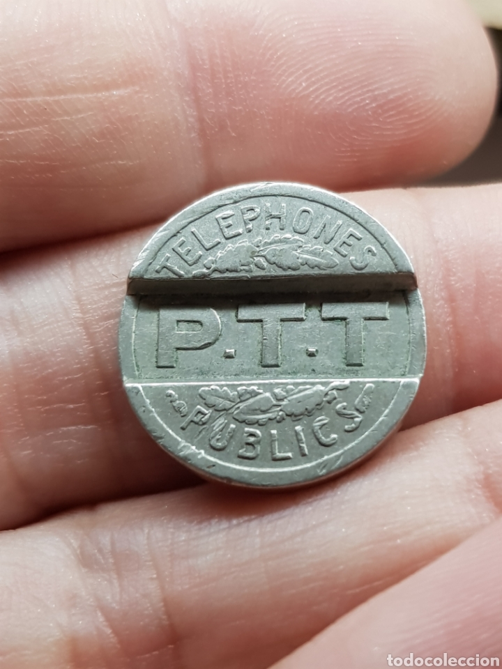 Monedas locales: RARA FICHA TELEF&Oacute;NICA FRANCESA DE 1937. - Foto 2