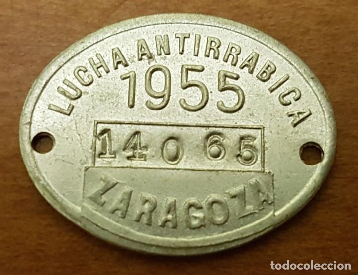 Monedas locales: Ficha antirrabiza zaragoza 1955 - Foto 1