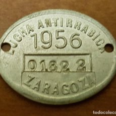 Monedas locales: FICHA ANTIRRABIZA ZARAGOZA 1956. Lote 306842973
