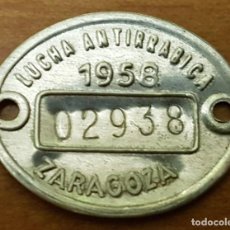 Monedas locales: FICHA ANTIRRABIZA ZARAGOZA 1958. Lote 306843103