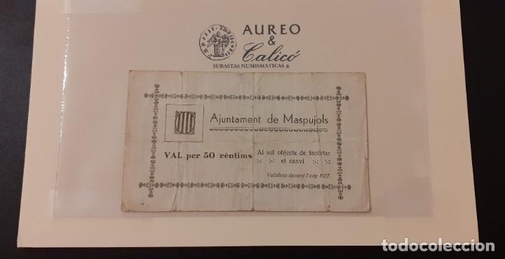 Monedas locales: Billete local de Maspujols - 50 c&eacute;ntimos (1937) - Foto 1