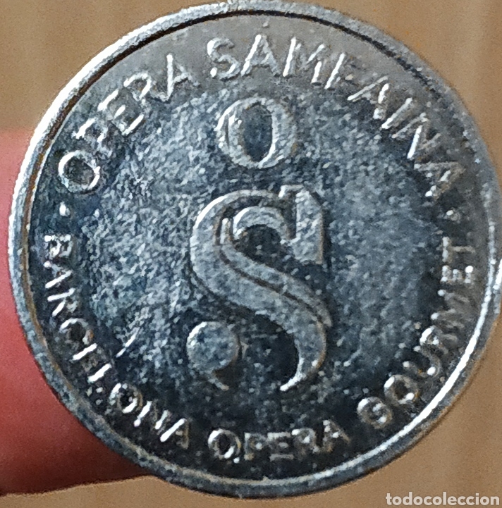 Monedas locales: Ficha/token publicitario del Restaurante Opera Samfaina - Barcelona - Foto 2