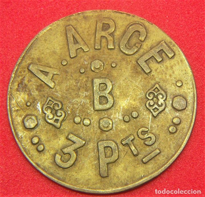 Monedas locales: Ficha del Mercado de Madrid A. Arce 3 pts 30 mm - Foto 1