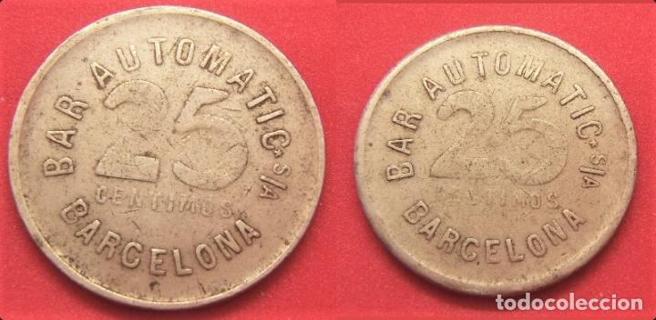 Monedas locales: FICHA , 25 CENTIMOS BAR AUTOMATIC BARCELONA - Foto 1