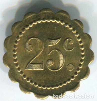 Monedas locales: Ficha lat&oacute;n. A identificar. 25 c - Foto 2