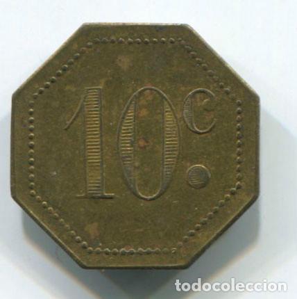 Monedas locales: Ficha lat&oacute;n. A identificar. 10 c octogonal - Foto 1