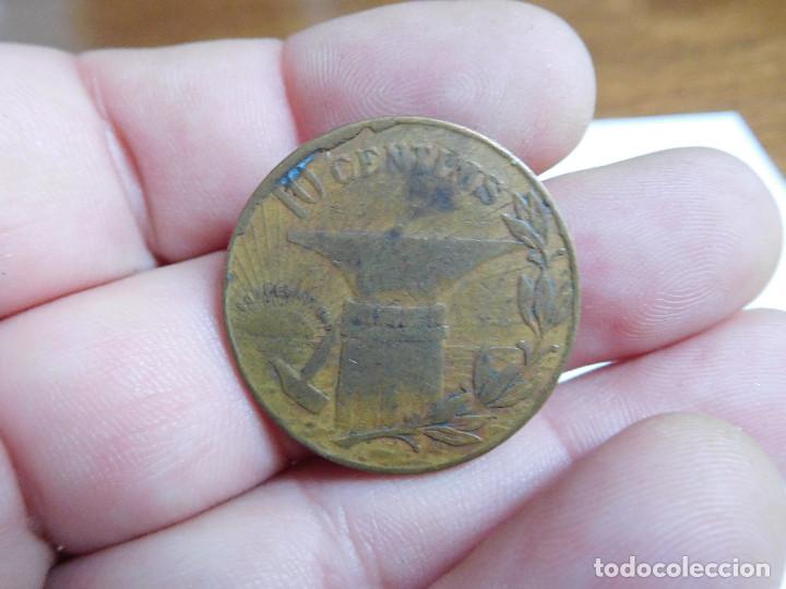 Monedas locales: Cooperativa la flor de maig 10 centims fundada 1890 - Foto 2