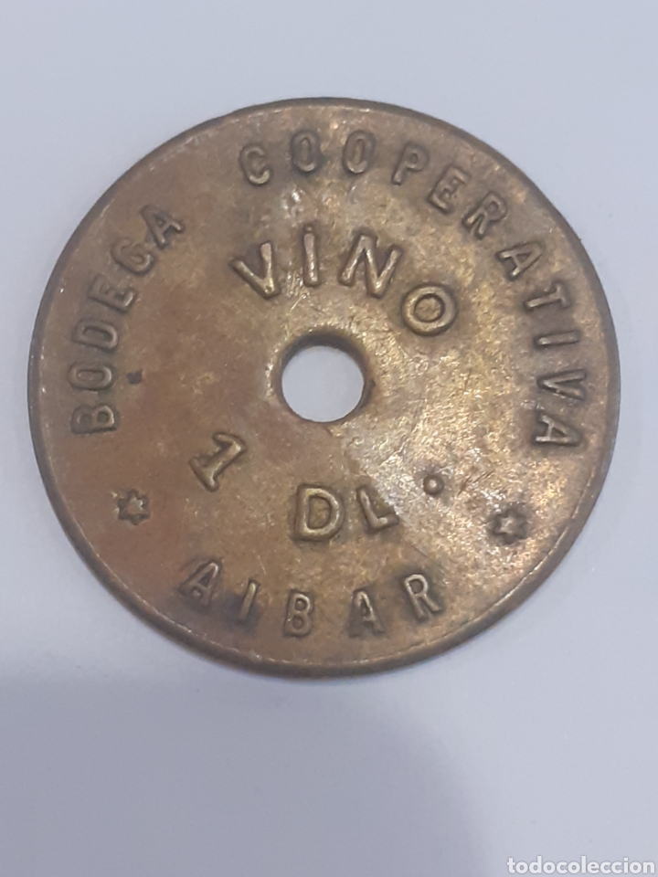 Monedas locales: Ficha de cooperativa de Aibar 1dl de vino - Foto 1