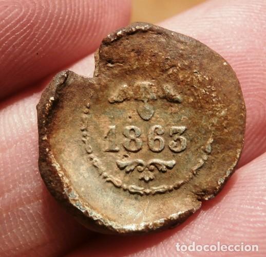 Monedas locales: MARCHAMO / PRECINTO EN PLOMO DE SANTANDER CON FECHA DE 1863 - Foto 1