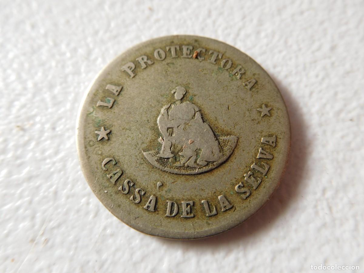 Monedas locales: Moneda 1 peseta Cassa de la Selva la protectora - Foto 2