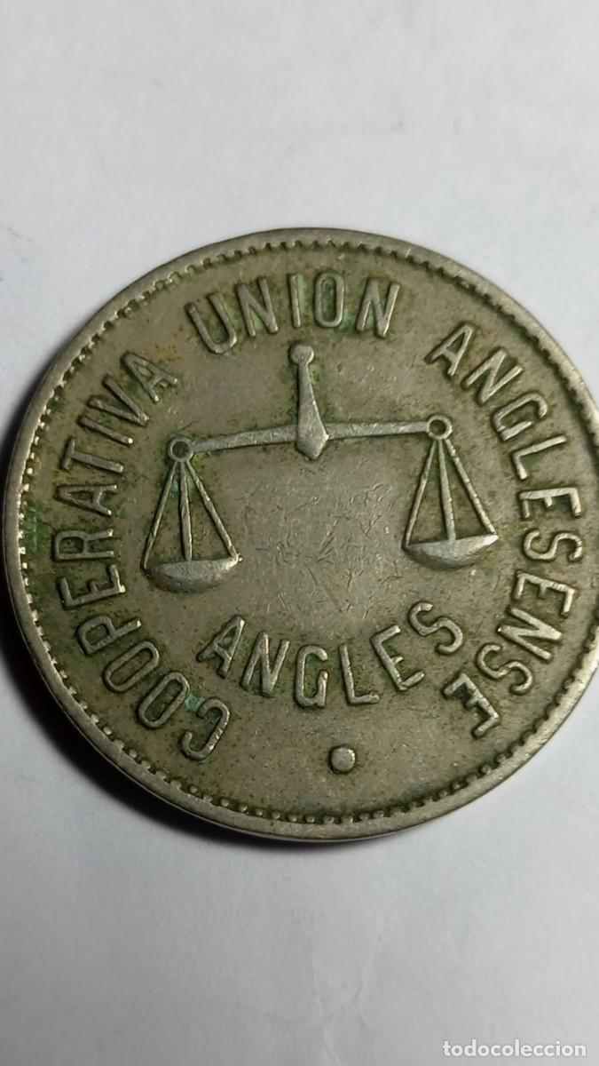 Monedas locales: ANGLES - 5 PESETAS COOPERATIVA UNION ANGLESENSE - Foto 2