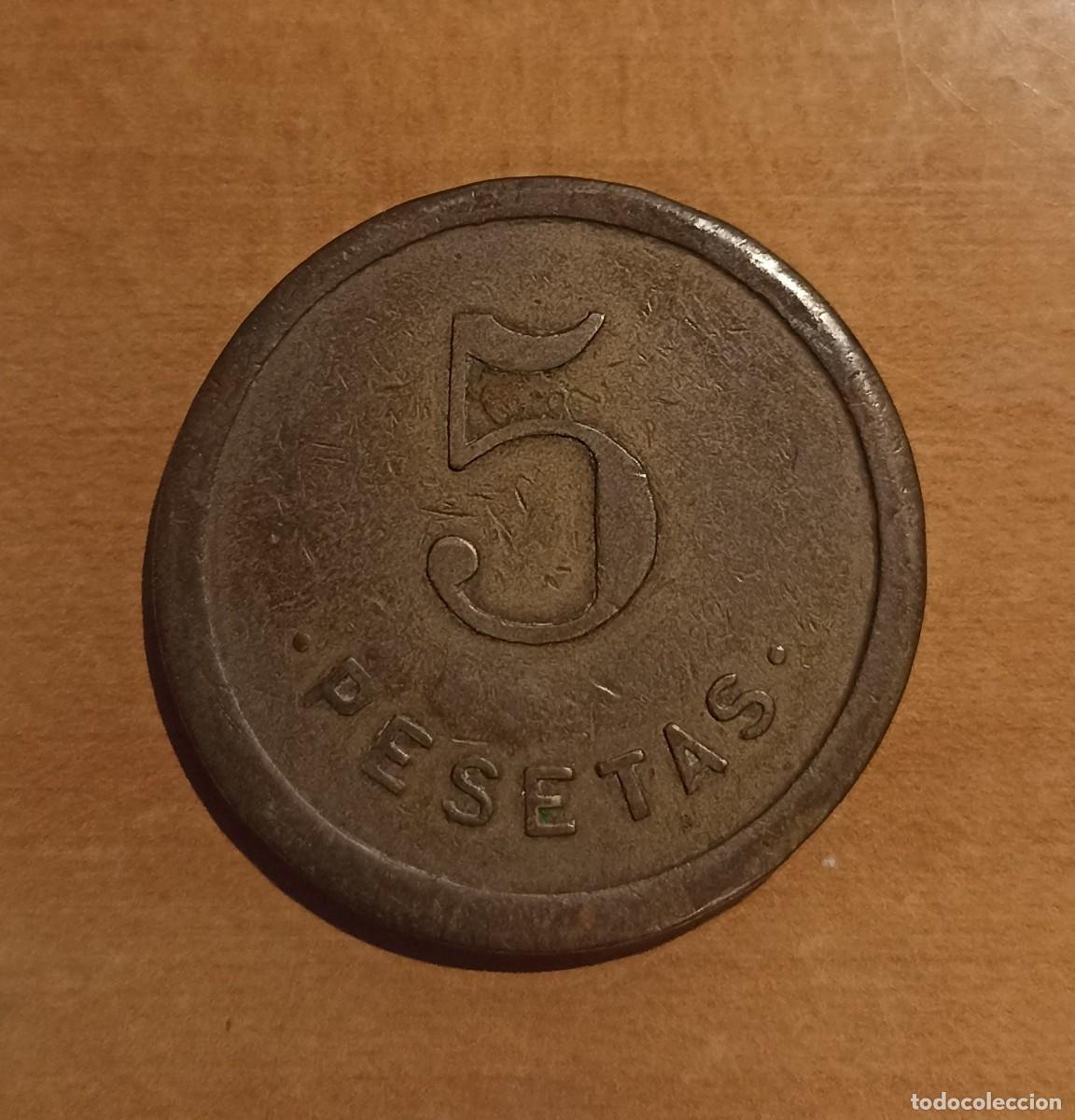 Monedas locales: FICHA CAF&Eacute; EXCELSIOR 5 PESETAS SEVILLA - Foto 2