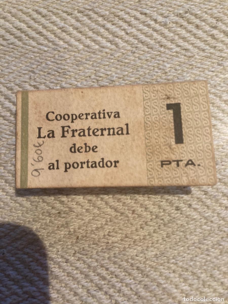 Monedas locales: Billete local. Coop. La Fraternal. 1 pta. - Foto 1