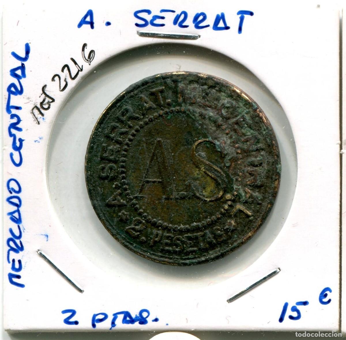 Monedas locales: 2 PESETAS A.SERRAT . MERCADO CENTRAL ( MES2216 ) - Foto 1