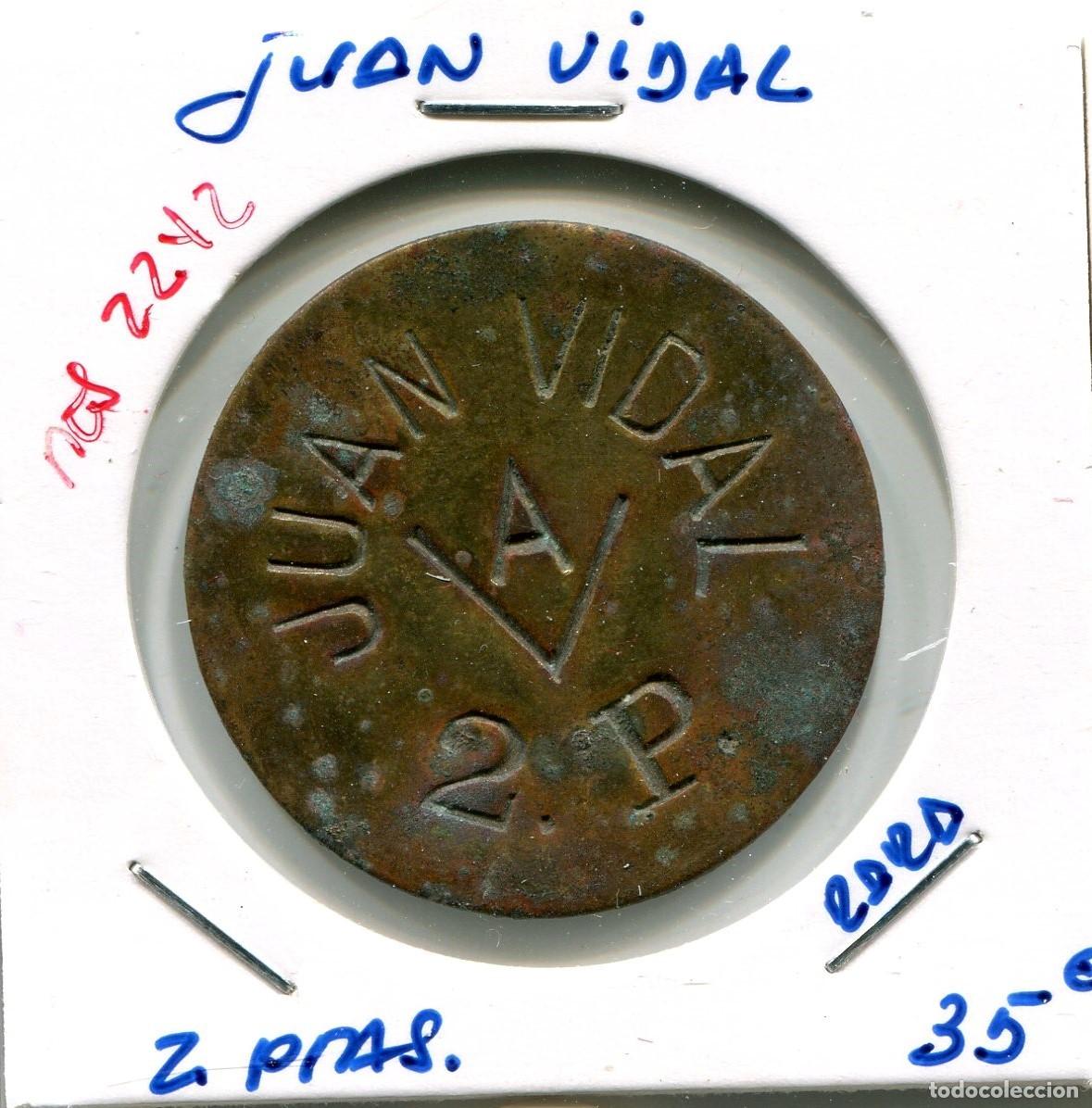 Monedas locales: 2 PESETAS JOAN VIDAL ( RARA ) ( MES2242 ) - Foto 1