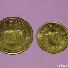 Monedas locales: ANTIGUAS MONEDAS DE 1 Y 5 PESETAS SOCIEDAD EL PROGRESO PESCADOR DE EL CABAÑAL DE VALENCIA 1902-1924. Lote 401314409