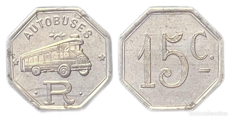 Monedas locales: ESPA&Ntilde;A. AUTOBUSES ROCA. BARCELONA. 15 C&Eacute;NTIMOS - Foto 3