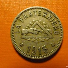 Monedas locales: FICHA - TOKEN - COOPERATIVA LA FRATERNIDAD, AÑO 1915 - 1 PTA., PESETA - SAN CARLOS, 9 - BARCELONETA