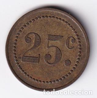 Monedas locales: FICHA DE 25 CENTIMOS SIN IDENTIFICAR (MONEDA) - Foto 1