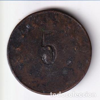 Monedas locales: FICHA DE 5 CENTIMOS DE B. FONTANA DE BARCELONA (MONEDA) - Foto 2