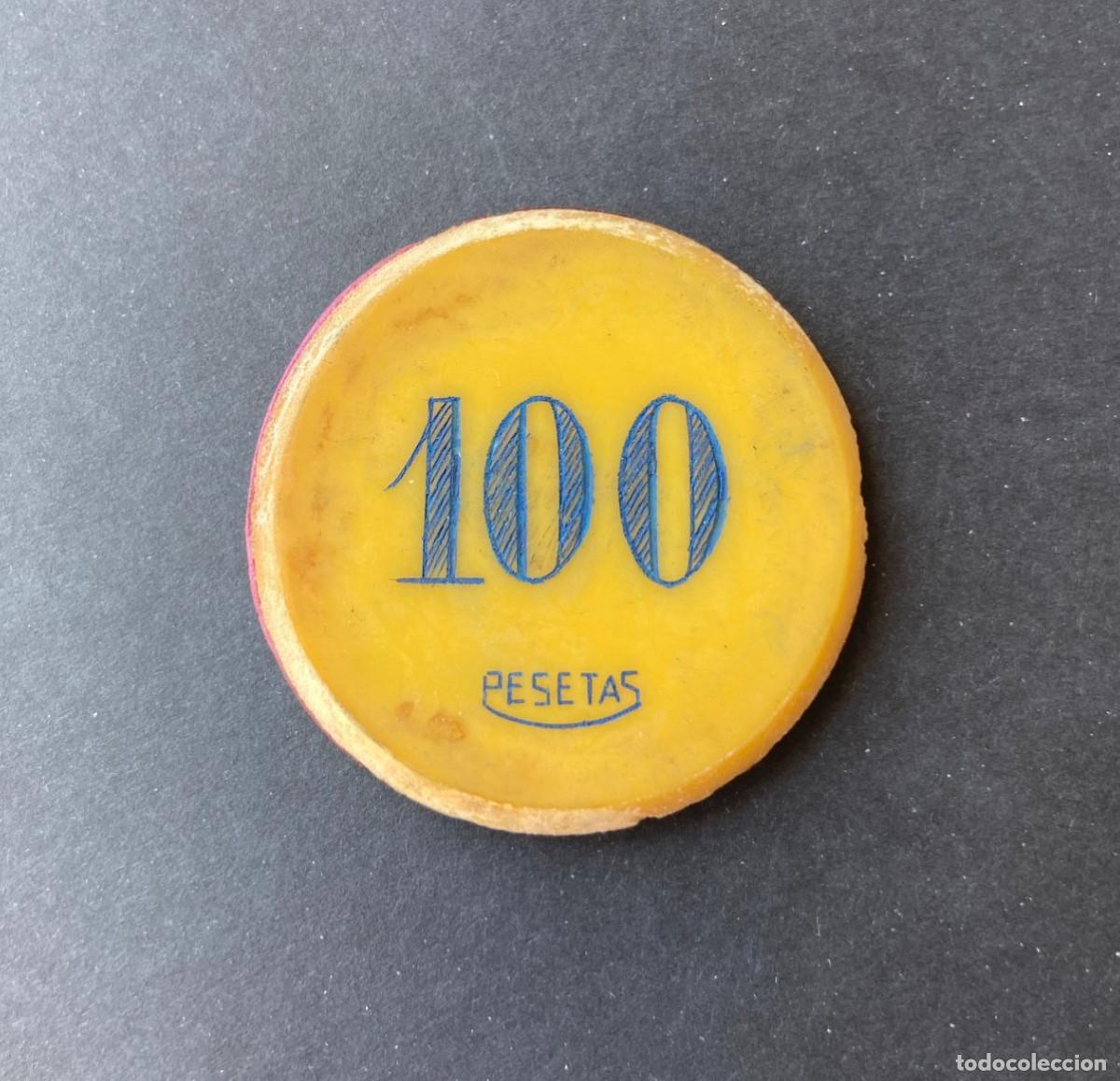 Monedas locales: FICHA DE CASINO CELULOIDE. 100 PESETAS. - Foto 3