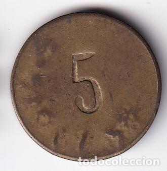 Monedas locales: FICHA DE 5 CENTIMOS DE B. FONTANA DE BARCELONA (MONEDA) - Foto 2