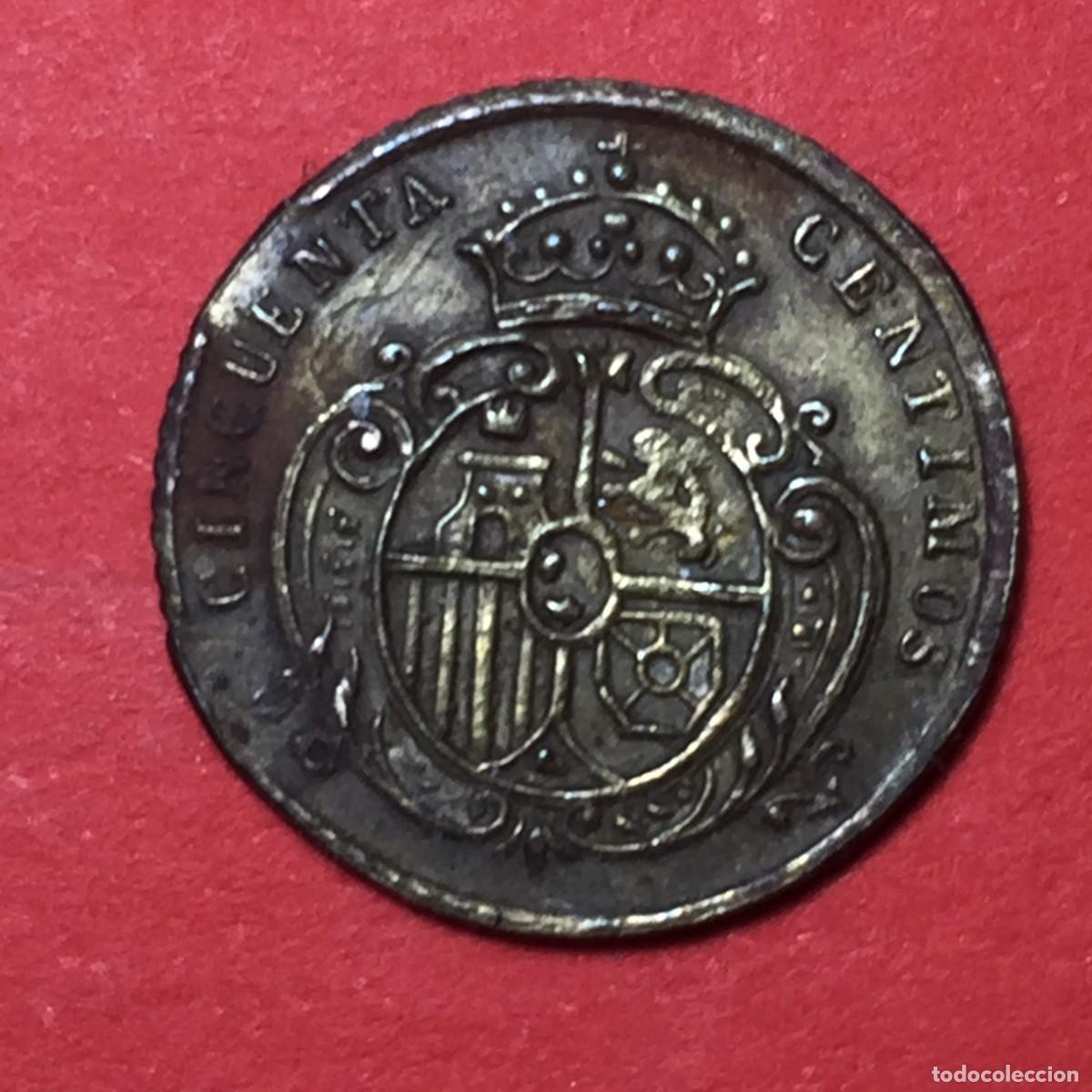 Monedas locales: MONEDA JETON 50 CENTIMOS CARLOS III 1785 - Foto 2