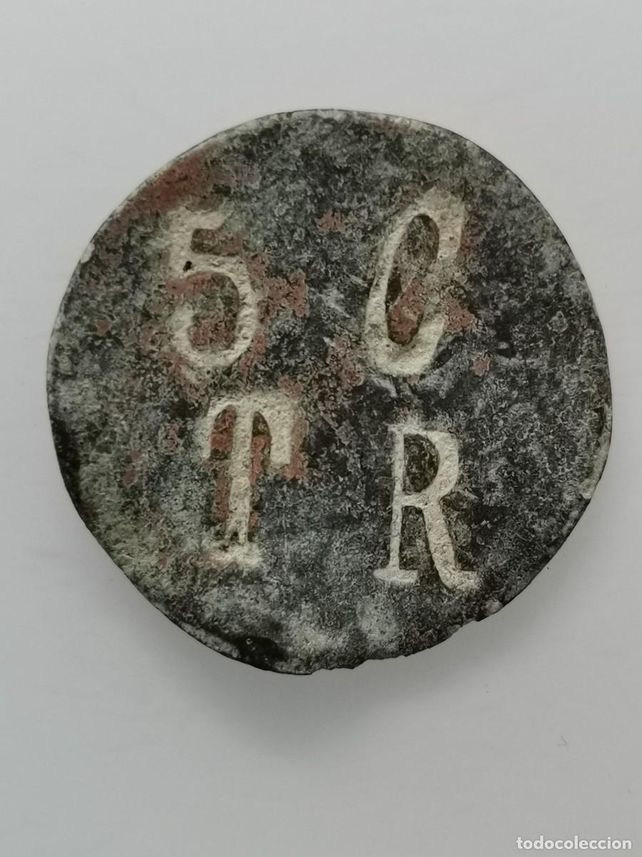 Monedas locales: Ficha - Bronce - 5 C&eacute;ntimos T R. - Foto 3