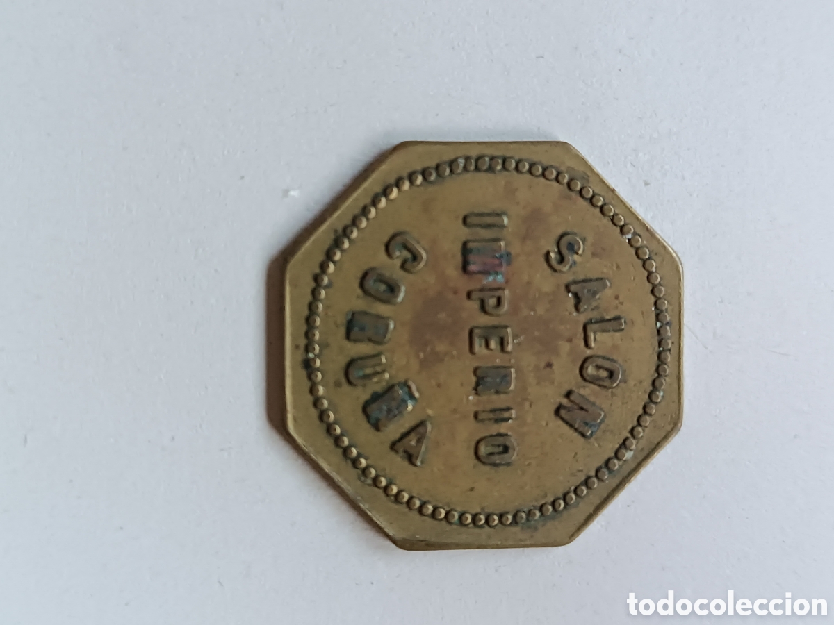 Monedas locales: Ficha 50 c&eacute;ntimos sal&oacute;n imperio coru&ntilde;a - Foto 2