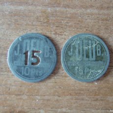 Monedas locales: LOTE DE 2 FICHAS DINERARIAS MERCADO CENTRAL DE BARCELONA. 10-15 PESETAS