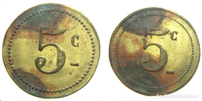 Monedas locales: Ficha dineraria de 5 c a identificar 21 mm - Foto 1