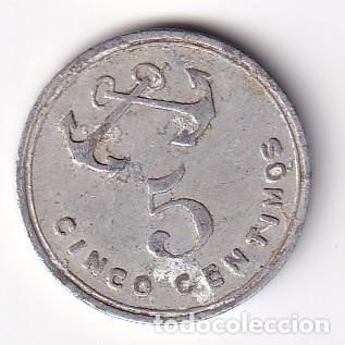 Monedas locales: FICHA DE 5 CENTIMOS DE LA COOPERATIVA LA ESPERANZA DE A&Ntilde;ORGA (MONEDA) - Foto 1