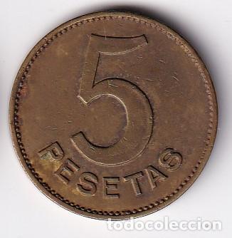 Monedas locales: FICHA DE 5 PESETAS DE LA COOPERATIVA UNION ANGLESENSE DE ANGLES (MONEDA) - Foto 1