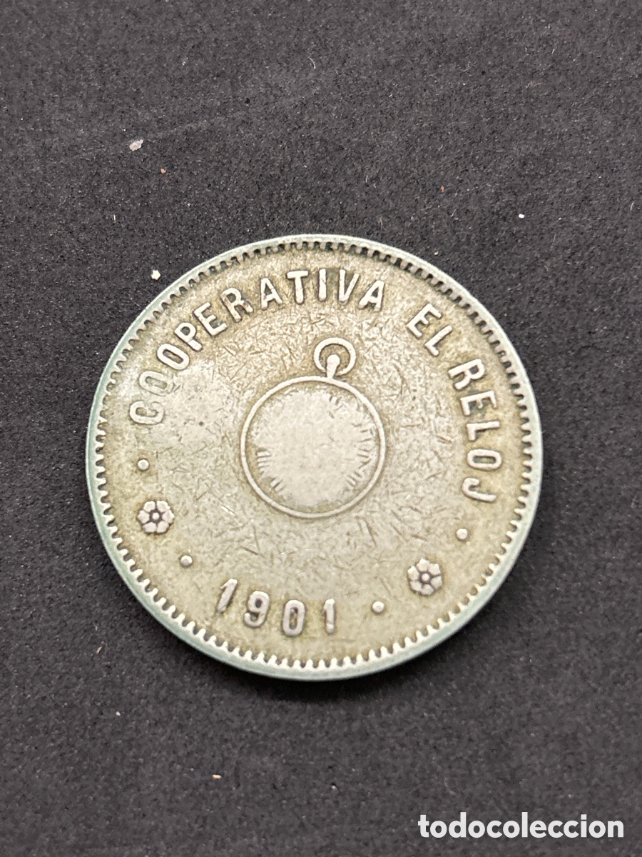 Monedas locales: Ficha cooperativa el reloj 5 pesetas - Foto 1
