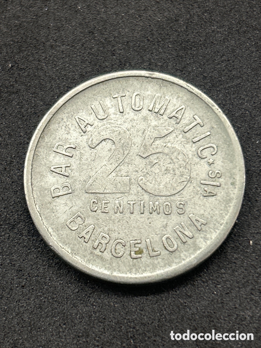 Monedas locales: FICHA DE COOPERATIVA BARCELONA 25 CENTIMOS BAR AUTOMATIC - Foto 2