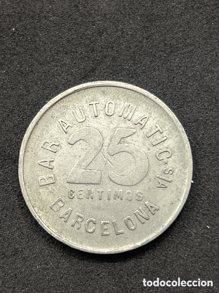 Monedas locales: FICHA DE COOPERATIVA BARCELONA 25 CENTIMOS BAR AUTOMATIC - Foto 1