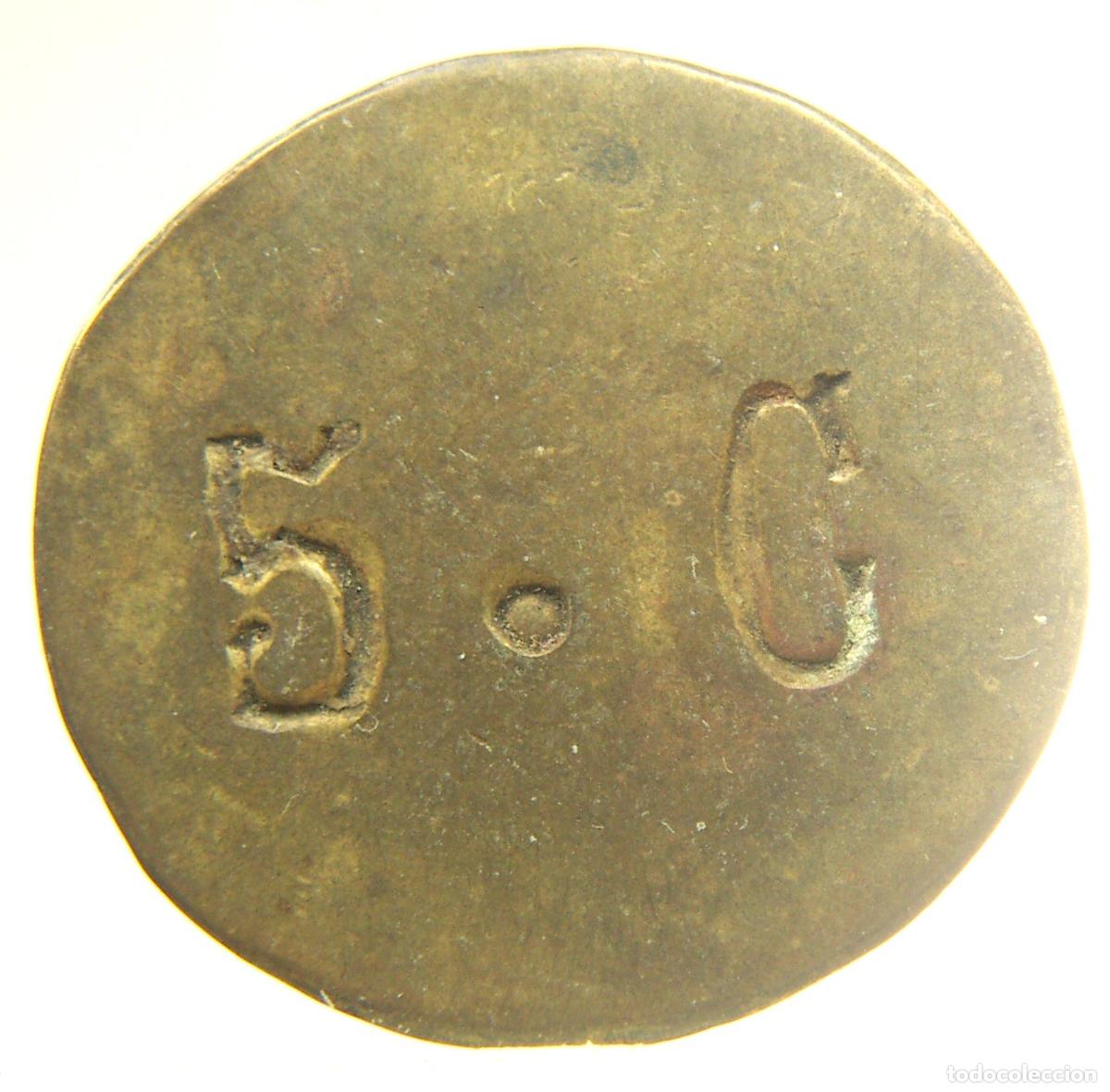 Monedas locales: FICHA DINERARIA VALOR 5 C 3 cm - Foto 1
