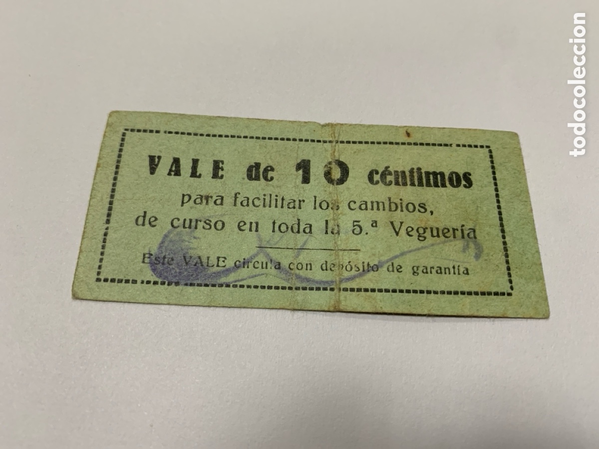 Monedas locales: Vale de 10 c&eacute;ntimos, expendedur&iacute;as de tabaco de Tortosa y comarca - Foto 2